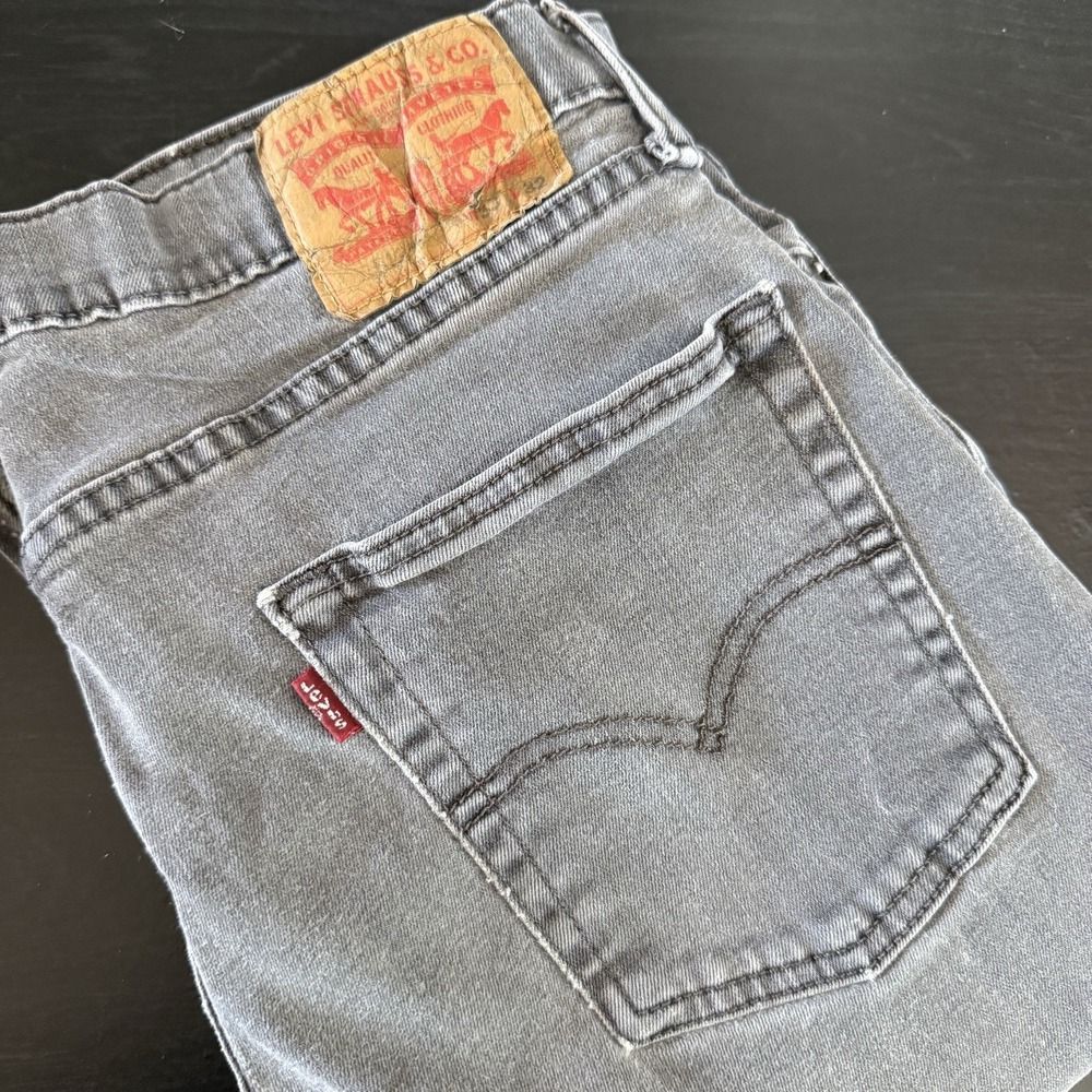 Levis 511 Slim Jeans Mens 33x32 Fits 32x31 Gray Faded Black Distressed Stretch